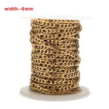 Gold Plated Stainless Steel 6mm width Figaro Chain Link Chain Jewelry Findings