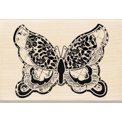 Patterned Butterfly Large Wood Mounted Rubber Stamp Inkadinkado NEW garden art - Picture 1 of 1