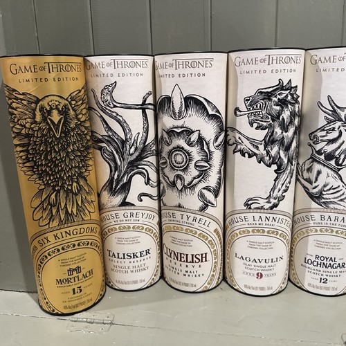EMPTY Complete Collection Set 9 GAME OF THRONES Kingdoms Whisky Bottle Tubes - Picture 10 of 19