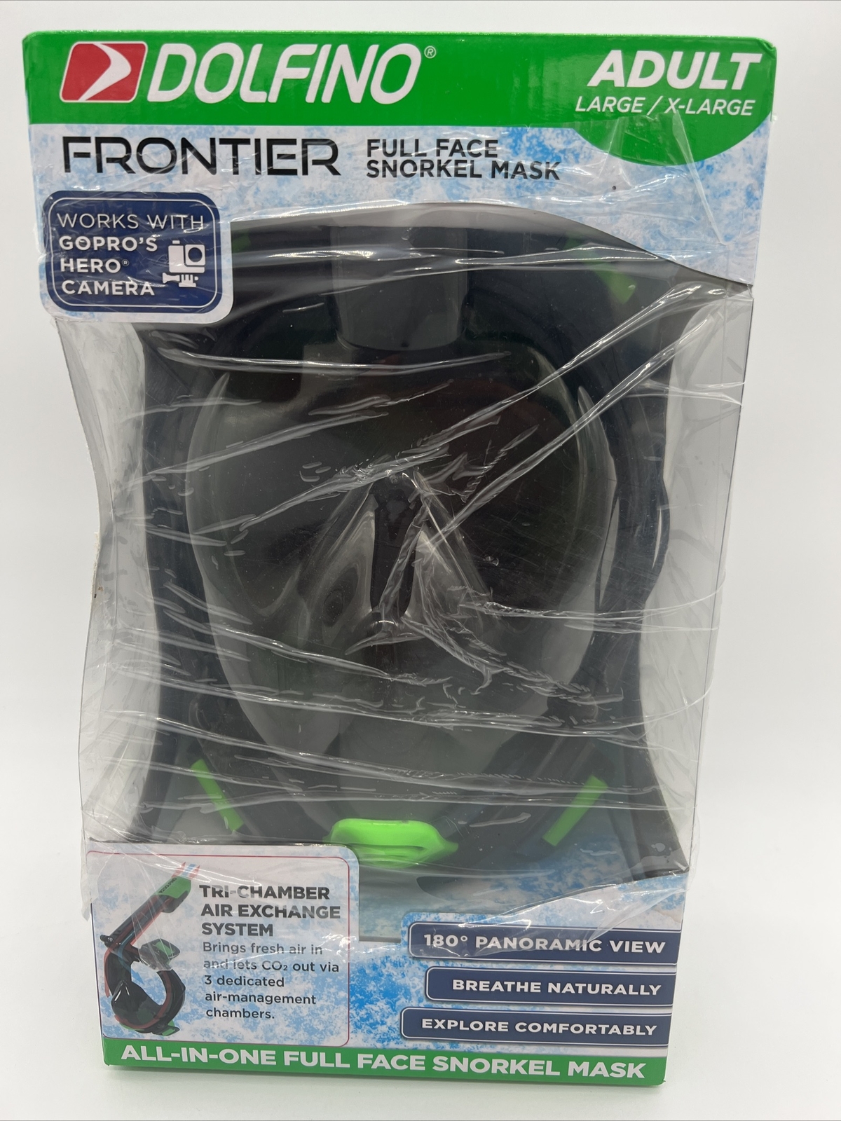 Dolfino Frontier Full Face Snorkel Mask Adult Size Large/xtra Large for