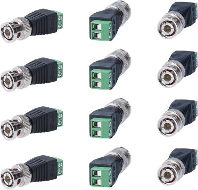 BNC Male Balun Connector for Coax CAT5 CAT6 CAT7 to CCTV Surveillance Camera LOT