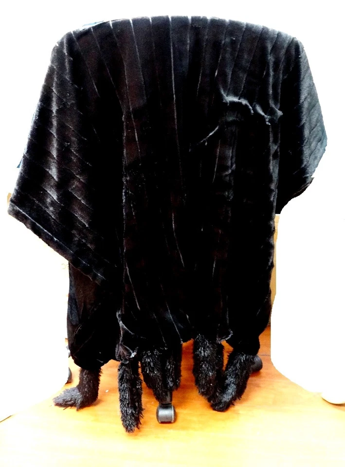 Manta de piel sintética Adrienne Landau leopardo y negra 50"X70" pesada suave gruesa Foto 3 de 4