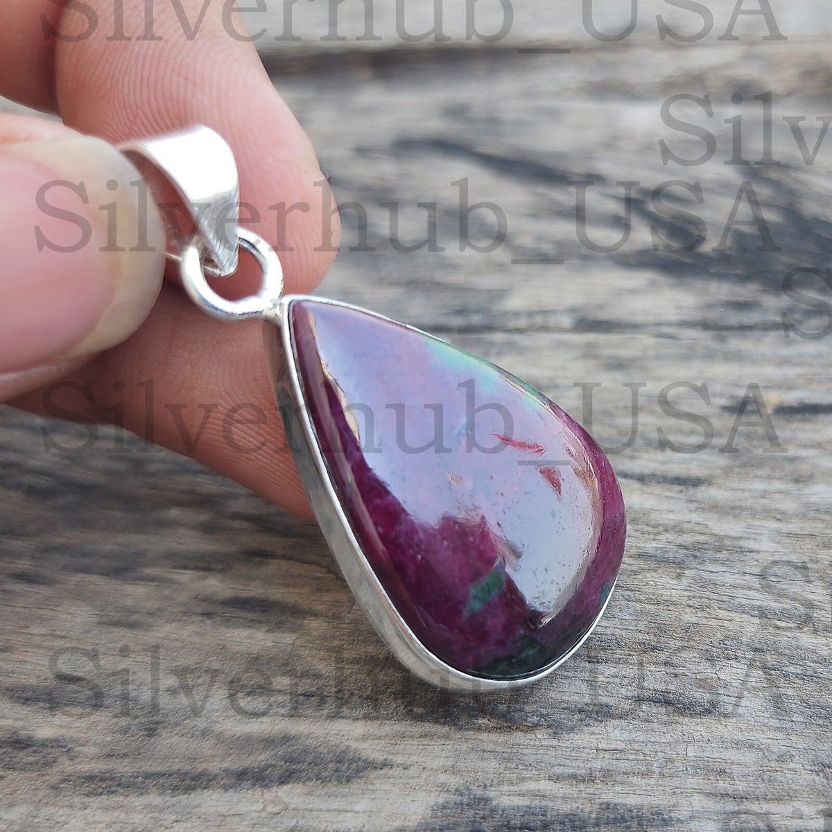 Ruby In Zoisite 925 Sterling Silver Memorial Day Pendant Jewelry