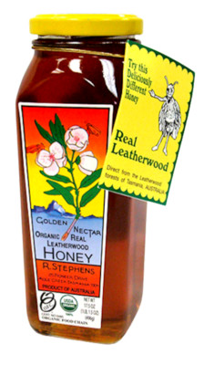HONEY  LEATHERWOOD Golden Nectar 500g in Glass Jar R.Stephens Made in AUSTRALIA