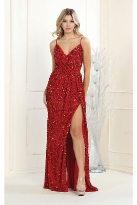 Womens Dresses For Formal Wedding Guest Long V-Neck Sleeveless Sheath Plus  Size | eBay