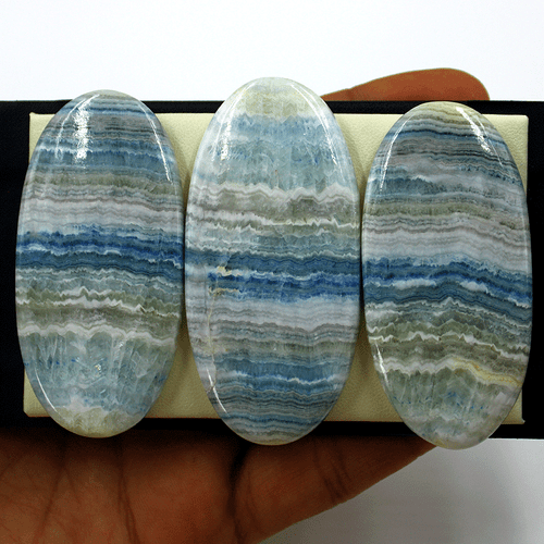 3 Pcs Sweden Natural Scheelite Top Grade 63mm-67mm Huge Oval Cabochon Gemstones - Picture 9 of 16