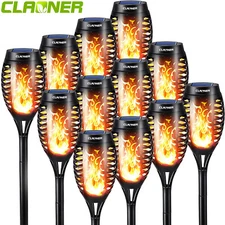 Flickering LED Solar Power Flame Torch Light Outdoor Garden Yard Waterproof Lamp