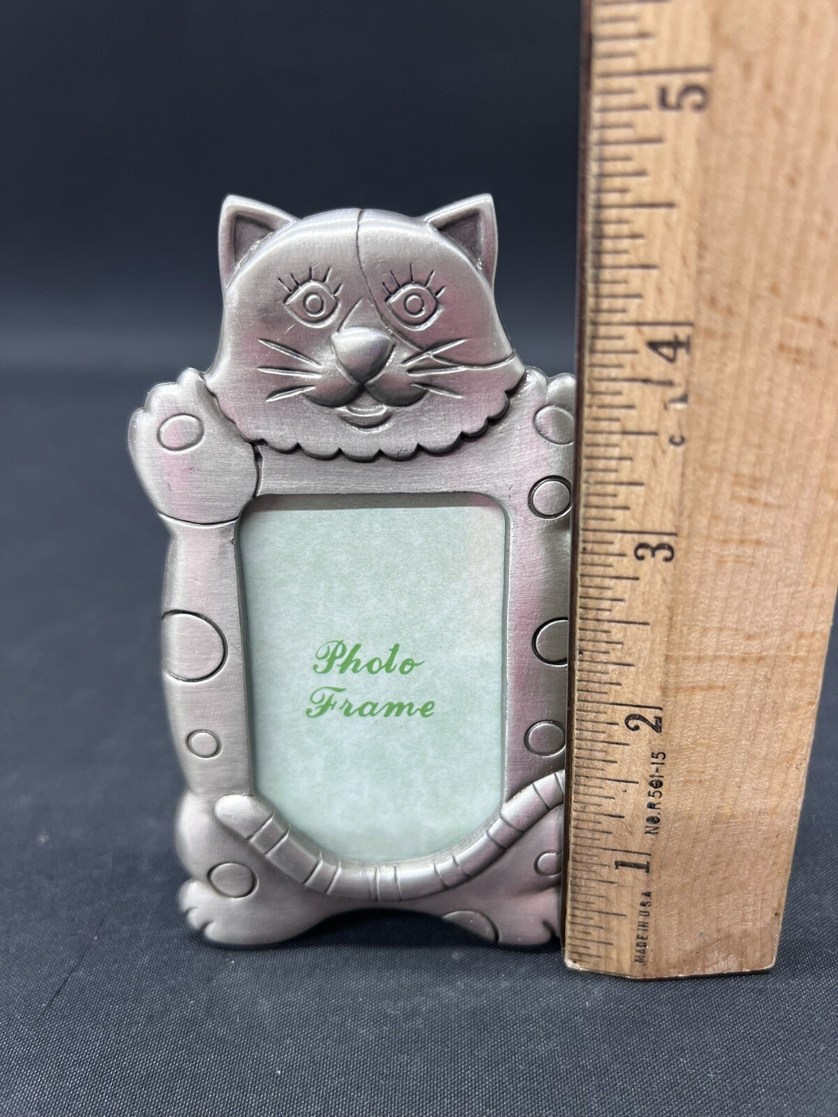 Mini Cat Picture Frame Pewter Cat Mini Photo Picture Frame Decor Playful Kitty Small | eBay