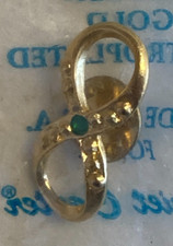 Genuine Emerald 24 Karat Gold Electroplated by Harriet Carter Lapel Pin Infinity