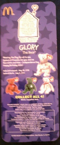 1999 McDonald's TY Beanie Baby "Glory the Bear" in confezione originale (nuovo) - Foto 2 di 2
