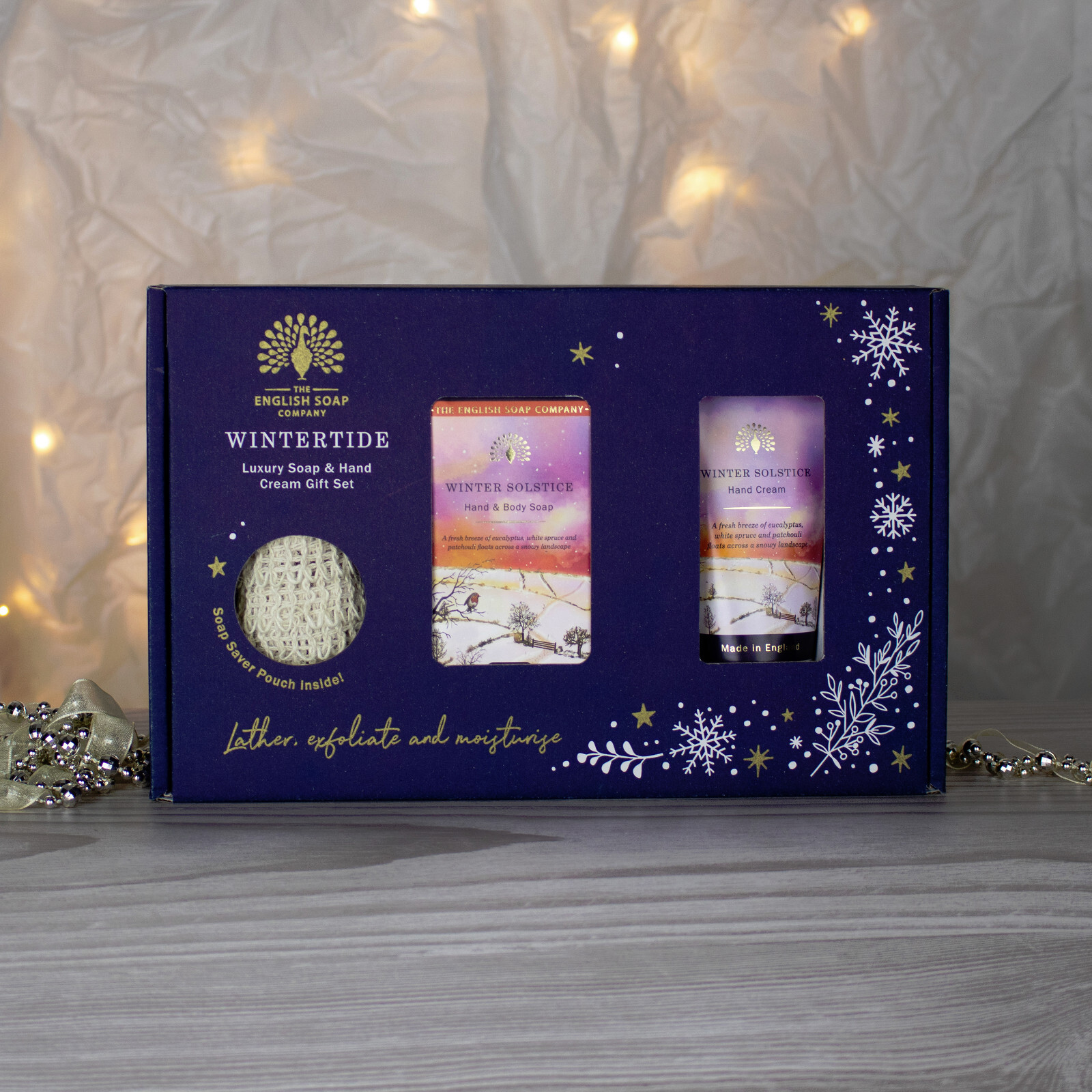Soap Gift Set Hand Cream Soap Saver Pouch Soap Bar Winter Solstice Xmas Gift