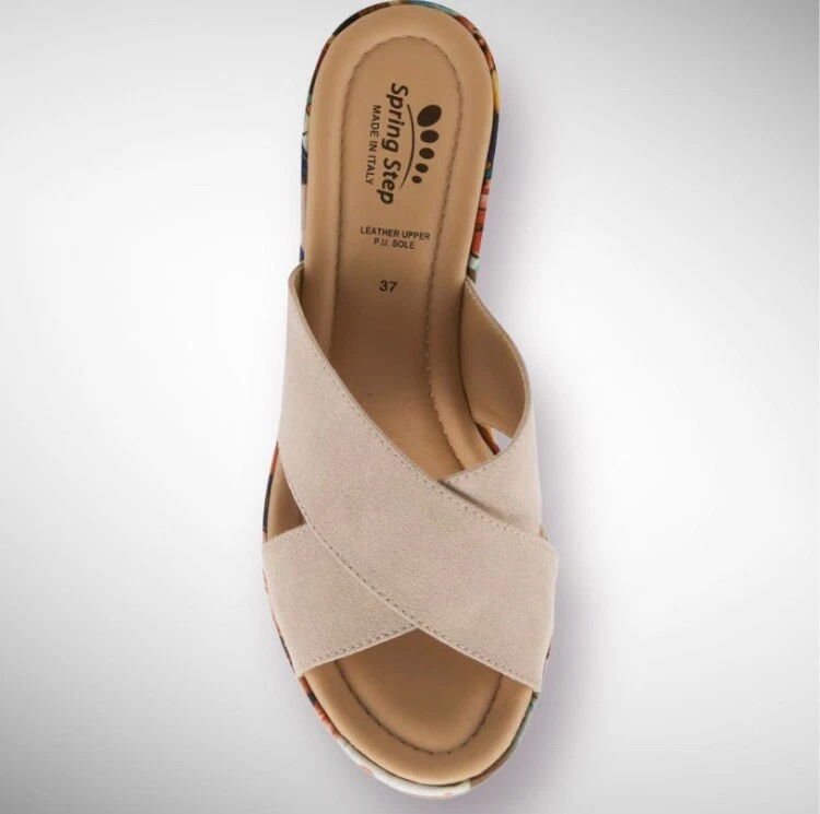 ￼Spring Step  Wedge Italian Suede Upper Sandal 7.5-8 Medium Influencer Style - Image 4 of 4