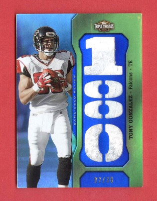 2011 TRIPLE THREADS Tony Gonzalez SSP 1000 CATCHES JERSEY CARD #TTR90 #d 02/36