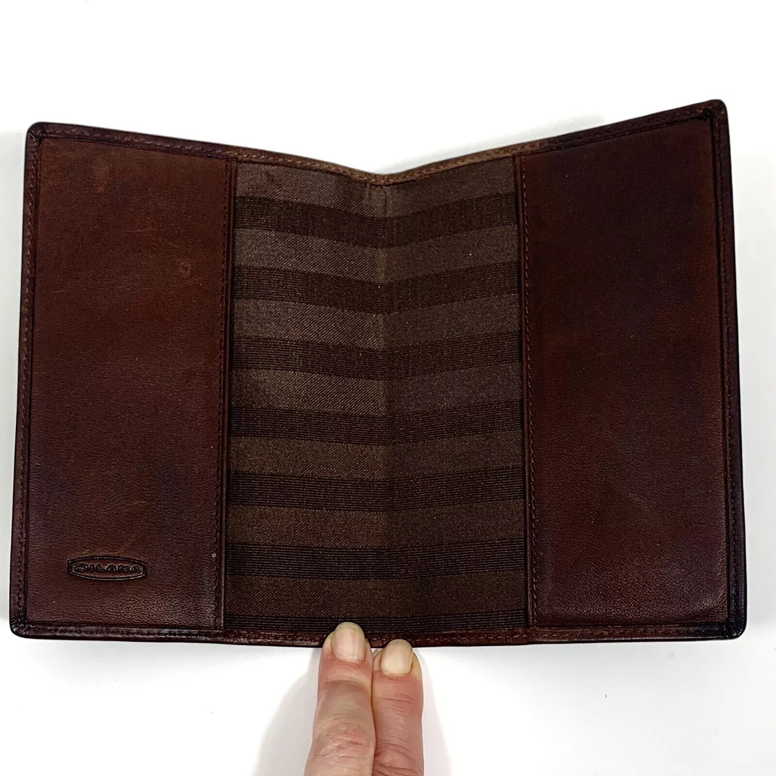 DILANA Brown Leather Bifold Passport Holder Travel Case-image