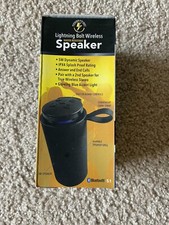 - LIGHTENING BOLT Wireless Water Resistant Portable Speaker -- Black..New in Box