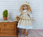 Beige and white outfit in a rustic style for Little Darling doll 13" D. Effner