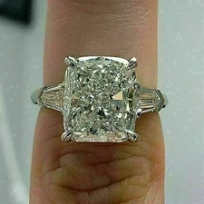 4.75Ct Cushion Cut VVS1 Lab Created Diamond Engagement 14K White Gold FN Ring
