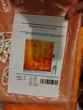 Orange Geometric Shower Curtain And Bath Mat Set