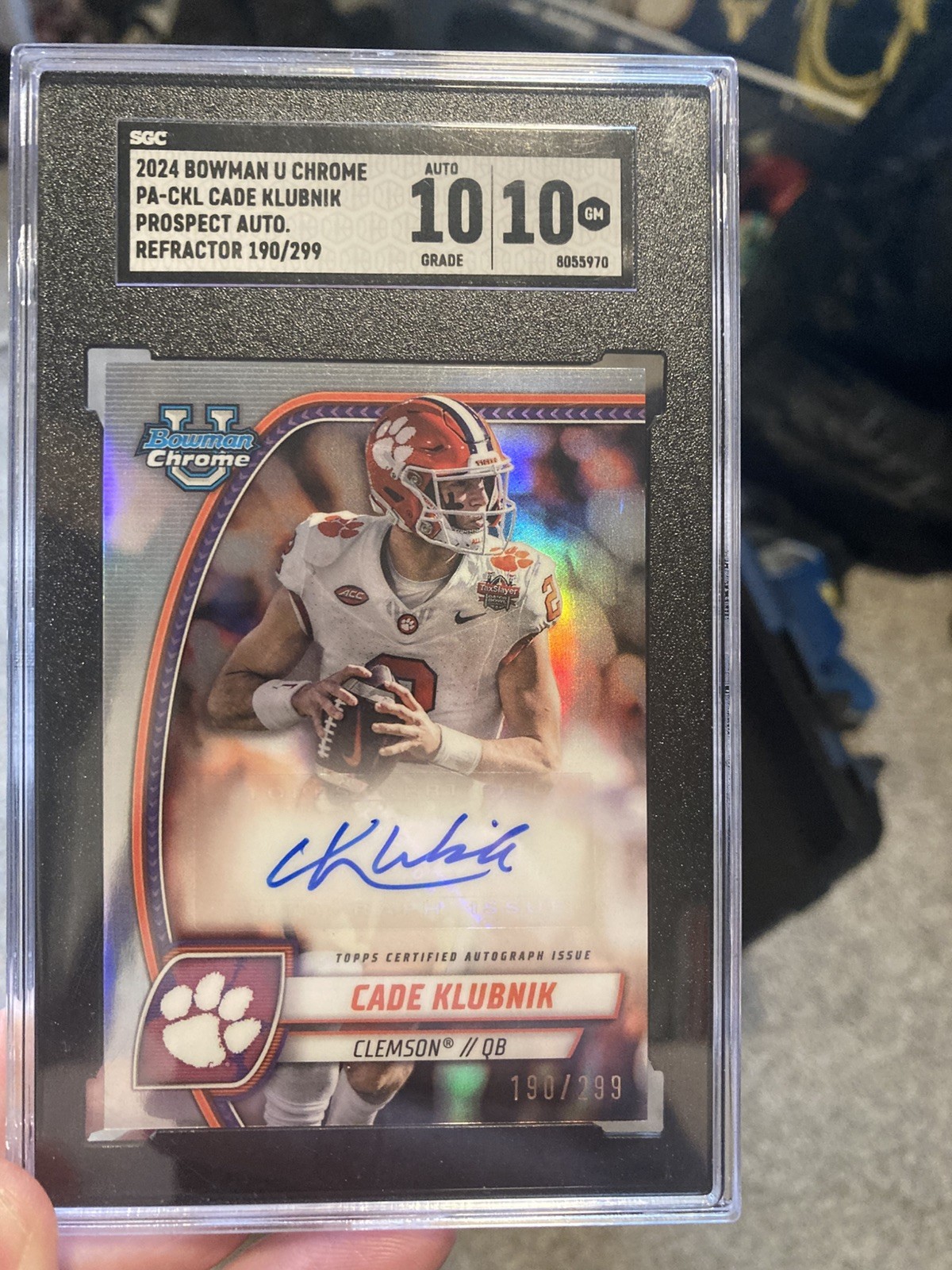 🔥 Cade Klubnik 2024 Bowman Chrome U Prospect Auto Refractor /299 SGC 10/10 🔥