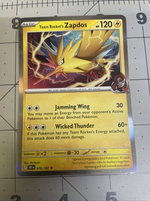 Pokémon Destined Rivals Team Rocket's Zapdos Holo Rare # 070/182