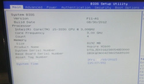 Acer Aspire XC600 Motherboard i5-3330, 8GB