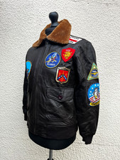 Vintage Brown Leather A2 Avaitors Flying Bomber Jacket Patches-38" Chest