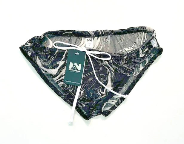 N2N Bodywear Size M Catalina XXX Sheer Swim Brief - Black Marble/White