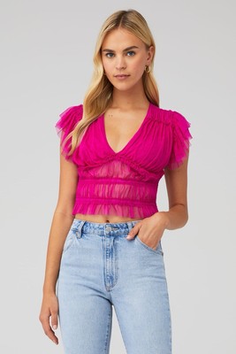 FREE PEOPLE MAKING ME SMILE TOP NWT XS Hot Pink