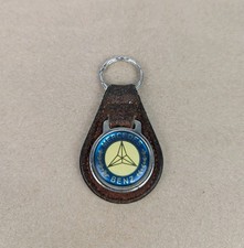 Vintage Leather Key Fob Keychain Automobile Maker Mercedes Benz