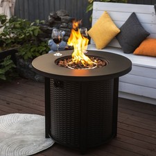 32" Propane Gas Fire Pit Table, 50000 BTU Round Steel Fire Pit for Outside Patio