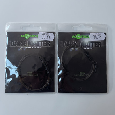 2 Korda Safe Zone Dark Matter 50cm/30lb Leader QC Swivel Weed Bundle