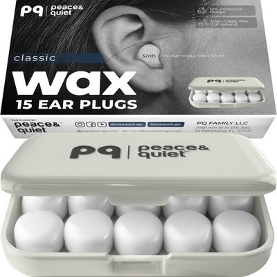 PQ Wax Ear Plugs for Sleeping, Swimming - 15 Soft Noise Cancelling Silicone G...
