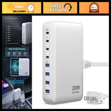 200W USB C Fast Charger Hub, 8-Port GaN III Charging Station, PD 65W Adapter for