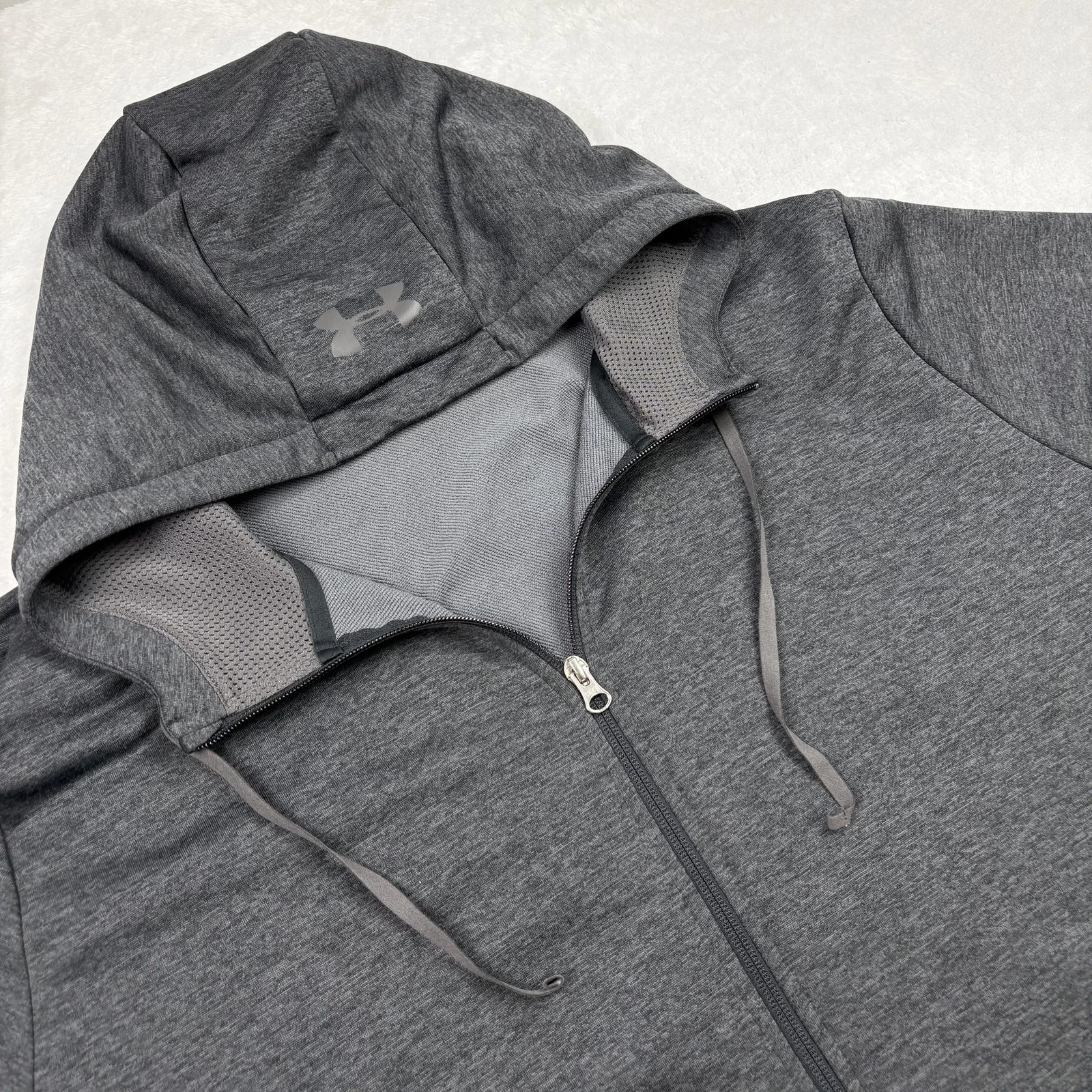 Under Armour Hoodie Mens 2XL Gray Full Zip Lined Hooded Pockets ColdGear