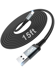 USB to USB C Cable 15FT 1Pack, Extra Long USB C Cable 3A Fast Charging, Nylon Br