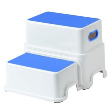 2 Step Stool For Kids Anti-Slip Sturdy Toddler Potty Training Bathroom Blue