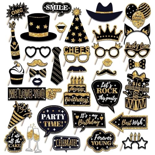 Kit d'accessoires de photomaton de mariage de 36 pièces en carton rigide multicolore
