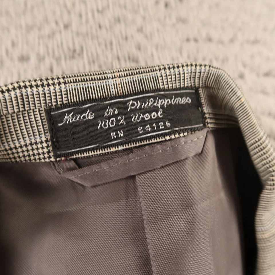 Chaqueta De Colección Príncipe de Gales L Gris Cuadros 100% Lana Blazer Doble Pecho 44R Foto 3 de 4