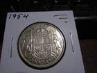 1954 - Silver - Canadian half dollar - Canada 50 cents