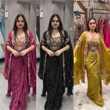 Lemon Yellow Color Crepe Bollywood Stylish Fancy Stitch Sharara Blouse Shrug Set