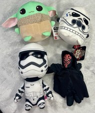 Star Wars Mixed Plush Doll Lot Grogu, Darth Maul, Stormtroopers 4 Total 