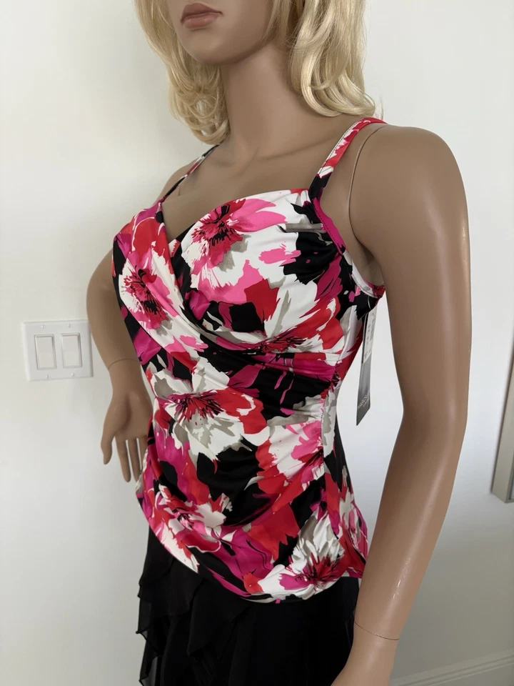 Top de natación Tankini acanalado cuello en V magicsuit talla 14 Surplice nuevo con etiquetas Foto 4 de 4