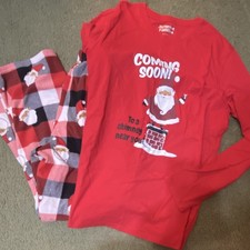 Jammies For Your Families Men's L Red Santa Claus Christmas Pajama Set