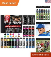 Eye Black Stick 20 Pack, 12 Colors for Football, Baseball  Softball