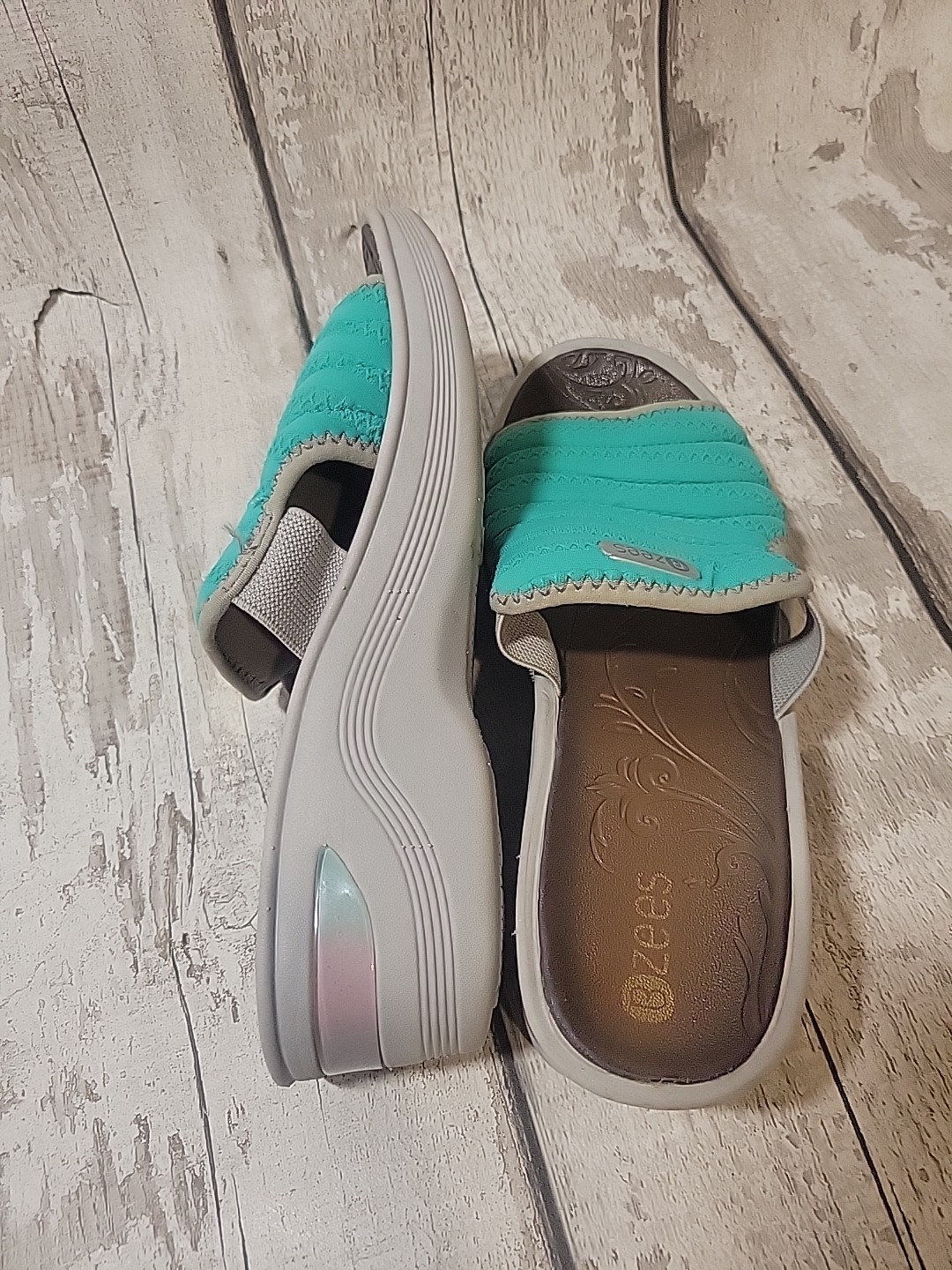 Bzees Devotion Slide Wedge Sandals Turquoise Open… - image 4