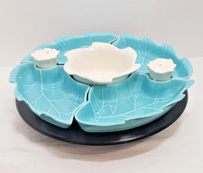 MCM California USA Pottery #275 8-piece Ceramic Leaf Lazy Susan Serving Set 