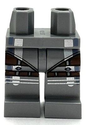 Lego New Minifig Flat Silver Pants Legs Silver Armor Reddish Brown Stripes Part