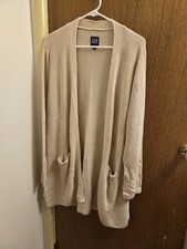 snag GAP Womens Medium M Open Cardigan Pockets New Nwt Slits Layering