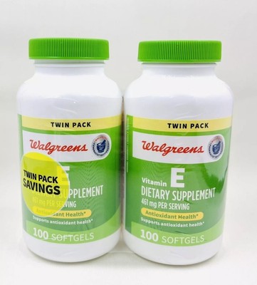 Vitamin E Dietary Supplement NEW 100 Softgels Each 200 Total by Walgreens 04/26