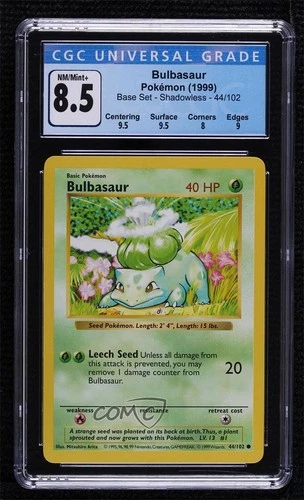 Bulbasaur Shadowless Pokemon Base Set CGC 8.5 1999